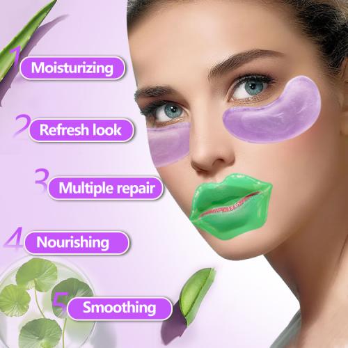 2 In1 ترطيب قناع الشفاه الأرجواني وقناع العين